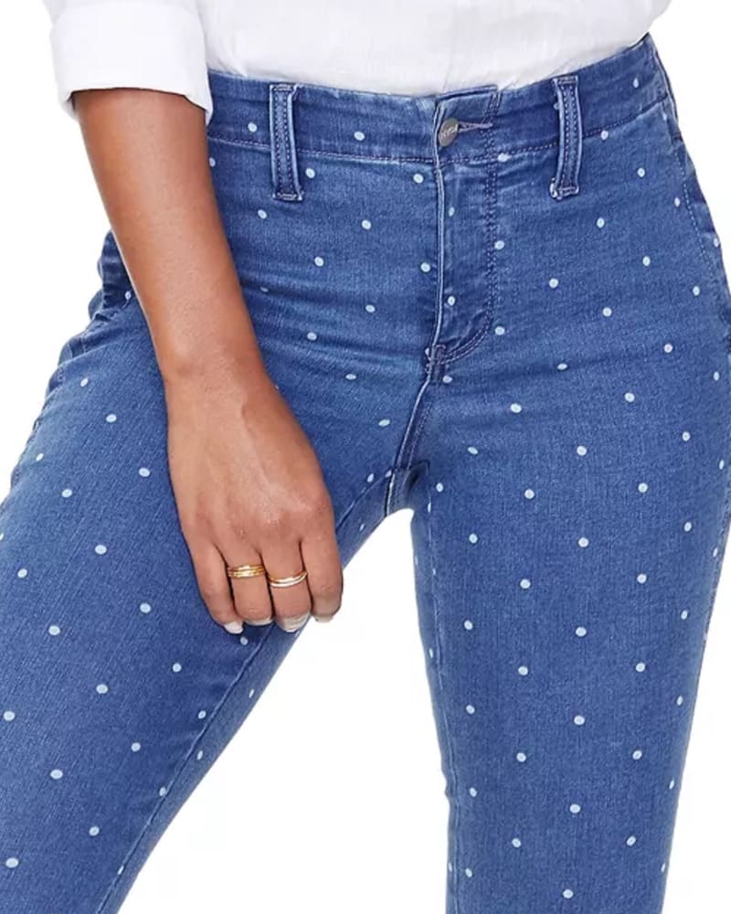 NYDJ Women s Ankle Polka Dot Skinny Jeans Blue 0 Blue